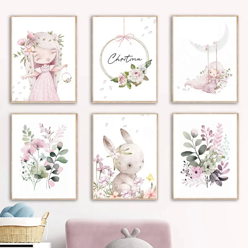 Resin Art Name - Nordic Cartoon Aesthetics Wall Art Pink