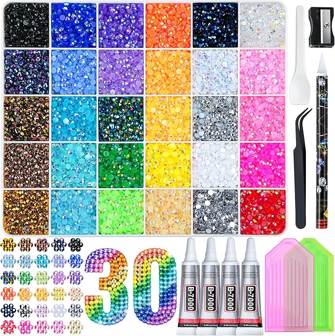Resin Art All - Resin Jelly Rhinestones Kit, 30 Colors