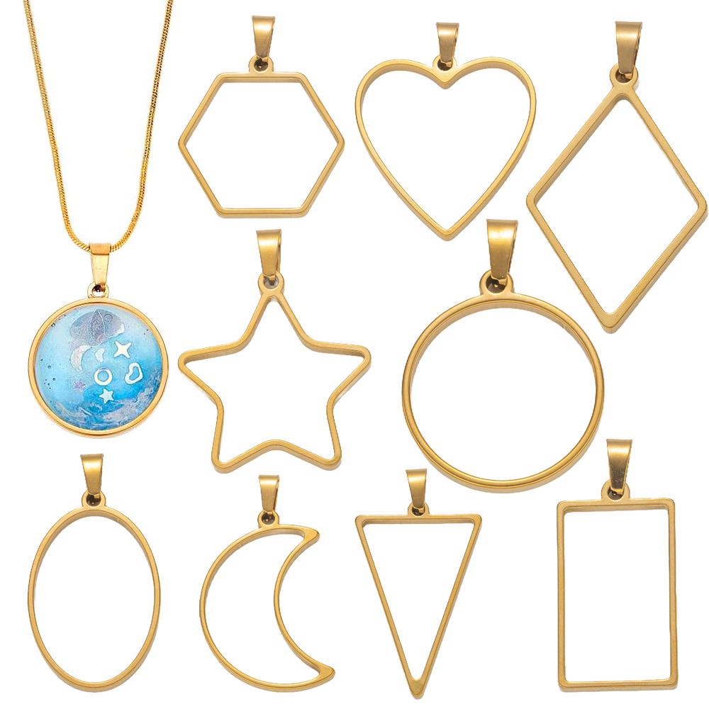 Resin Art Engagement - 5pcs Stainless Steel Open Back Resin