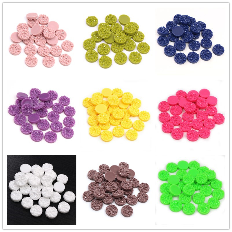 Resin Art Engagement - 40pcs Resin Druzy Cabochons Dome 8/10/12mm