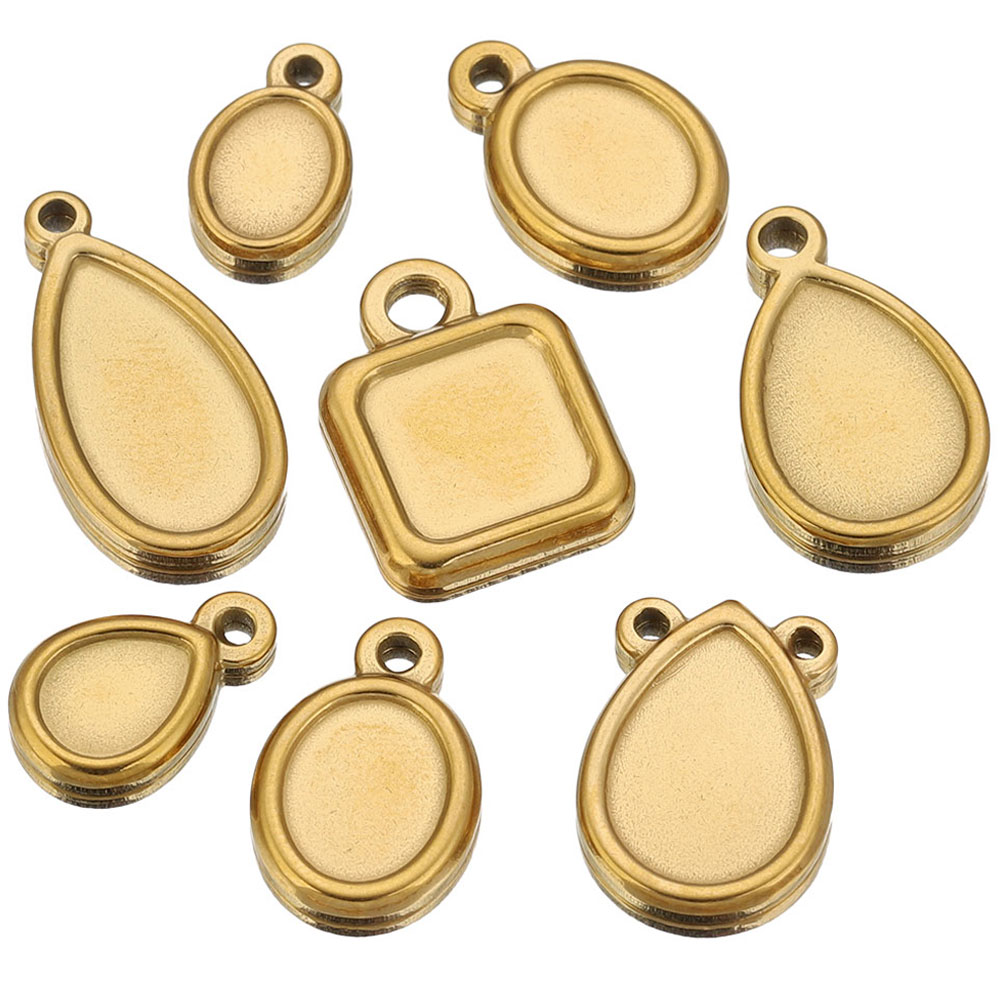 Resin Art Engagement - 5pcs Stainless Steel Square Drop Round