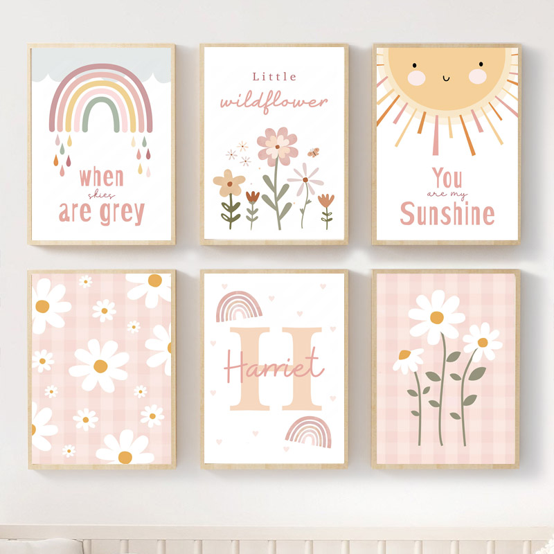 Resin Art Name - Pink Wild Flower Sun Rainbow Nursery