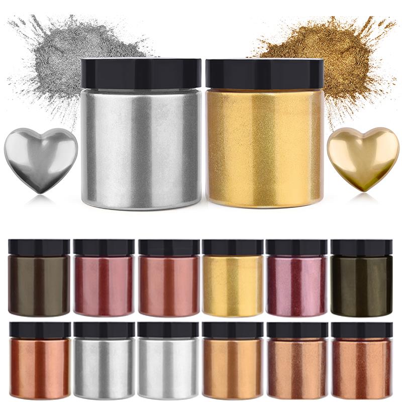 Resin Art Uv - 50g Shimmer Metallic Gold Silver Color