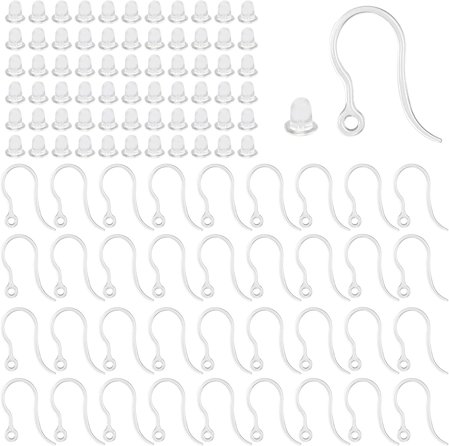 Resin Art Engagement - 40pcs Clear Plastic Earring Hooks Ear
