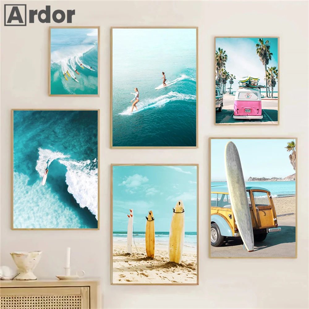 Resin Art Beach - Nordic Sea Poster Summer Beach Surfing