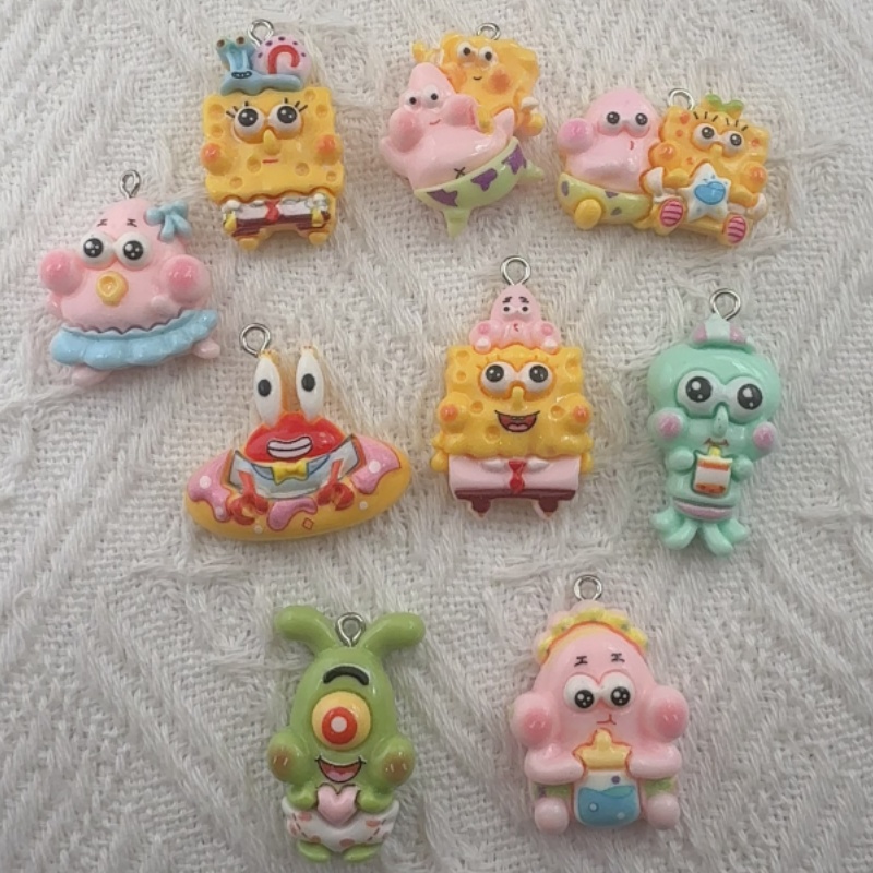 Resin Art Engagement - 10pcs cartoon resin pendant, DIY jewelry