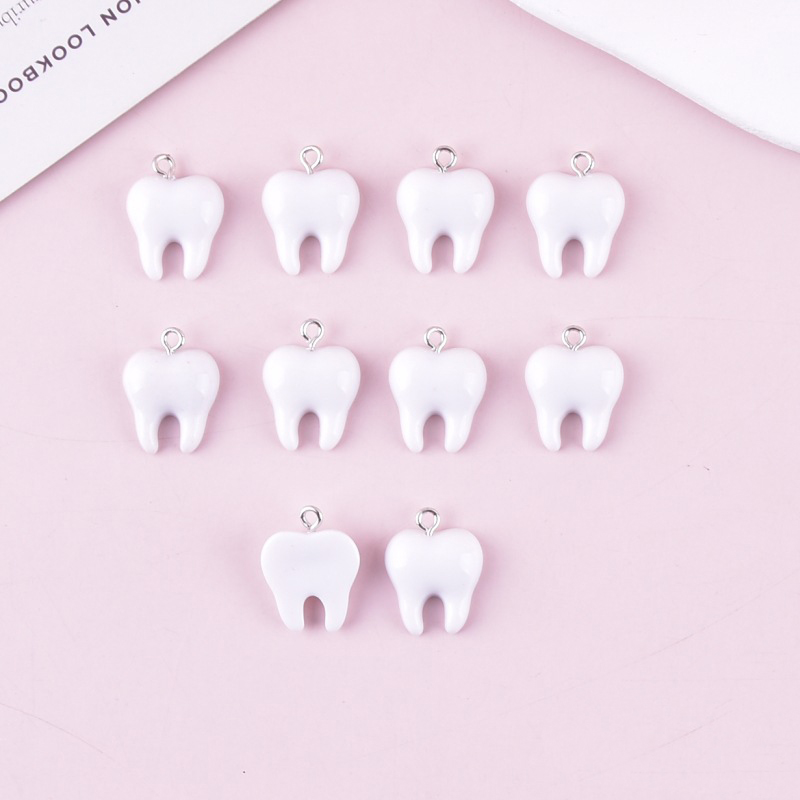10pcs Cute White Teeth Resin P - Resin Art Engagement review and price