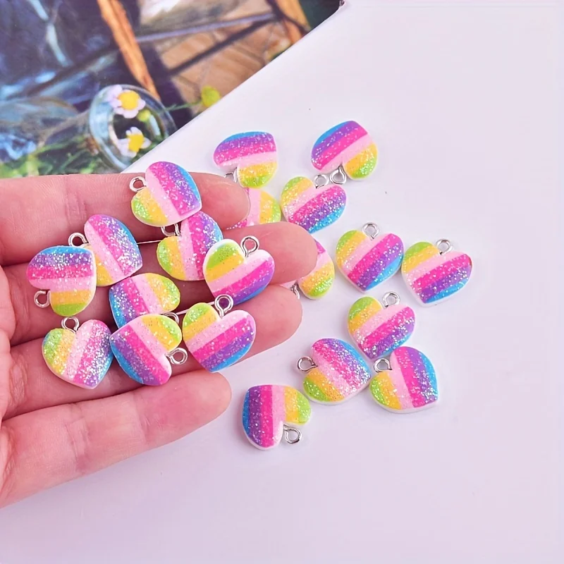 10Pcs Colorful Heart Resin Cha - Resin Art Engagement review and price