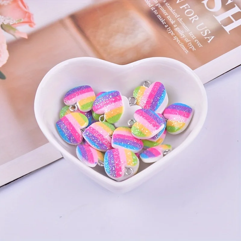 10Pcs Colorful Heart Resin Cha - Resin Art Engagement review and price