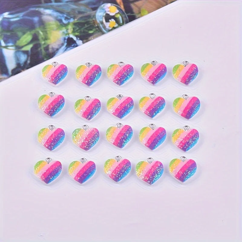 10Pcs Colorful Heart Resin Cha - Resin Art Engagement review and price