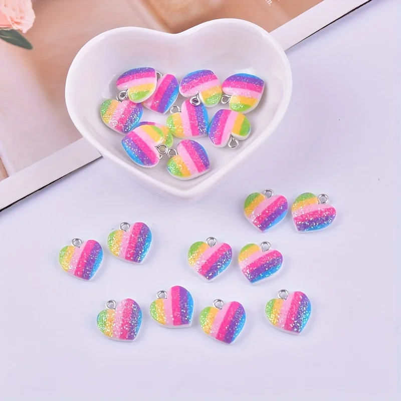 10Pcs Colorful Heart Resin Cha - Resin Art Engagement review and price