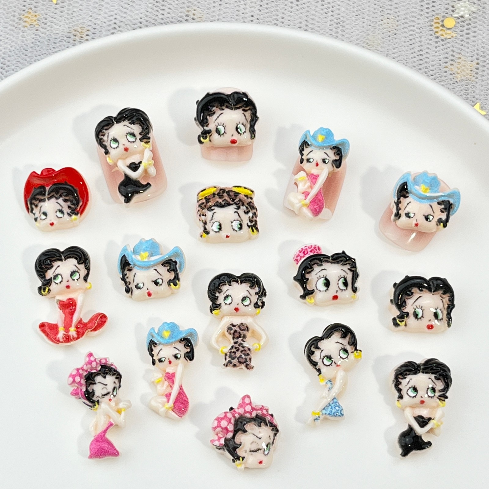 100pcs Cartoon Betty Nail Art  - Resin Art Gel review and price