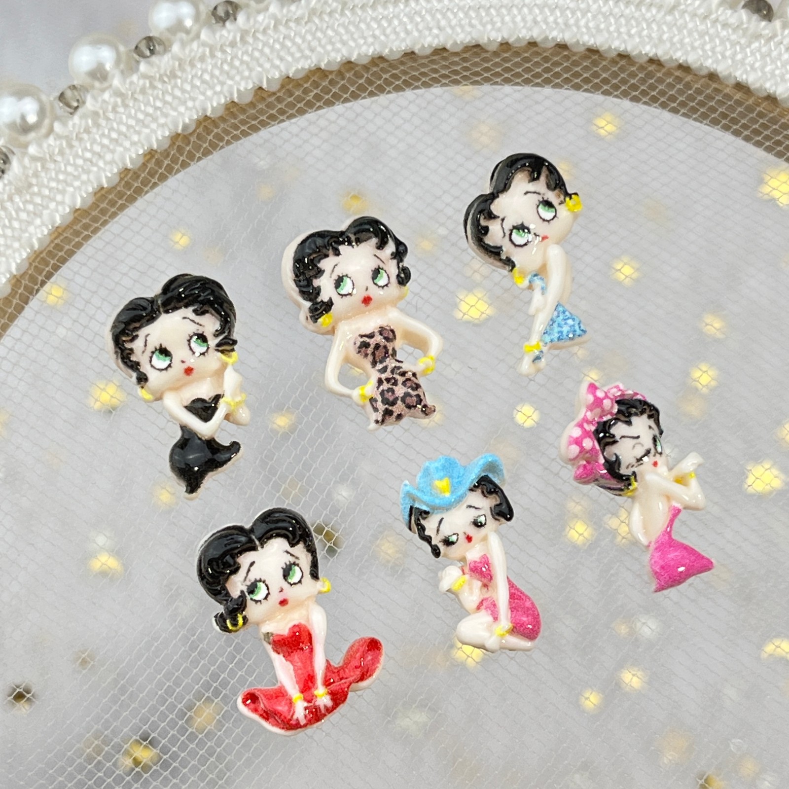 100pcs Cartoon Betty Nail Art  - Resin Art Gel review and price