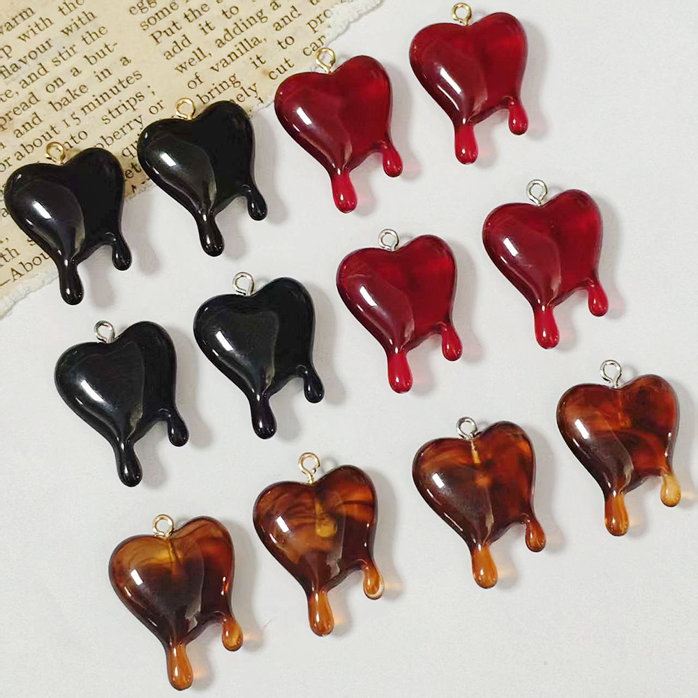 10pcs Drop Blood Heart-shaped  - Resin Art Keychain review and price