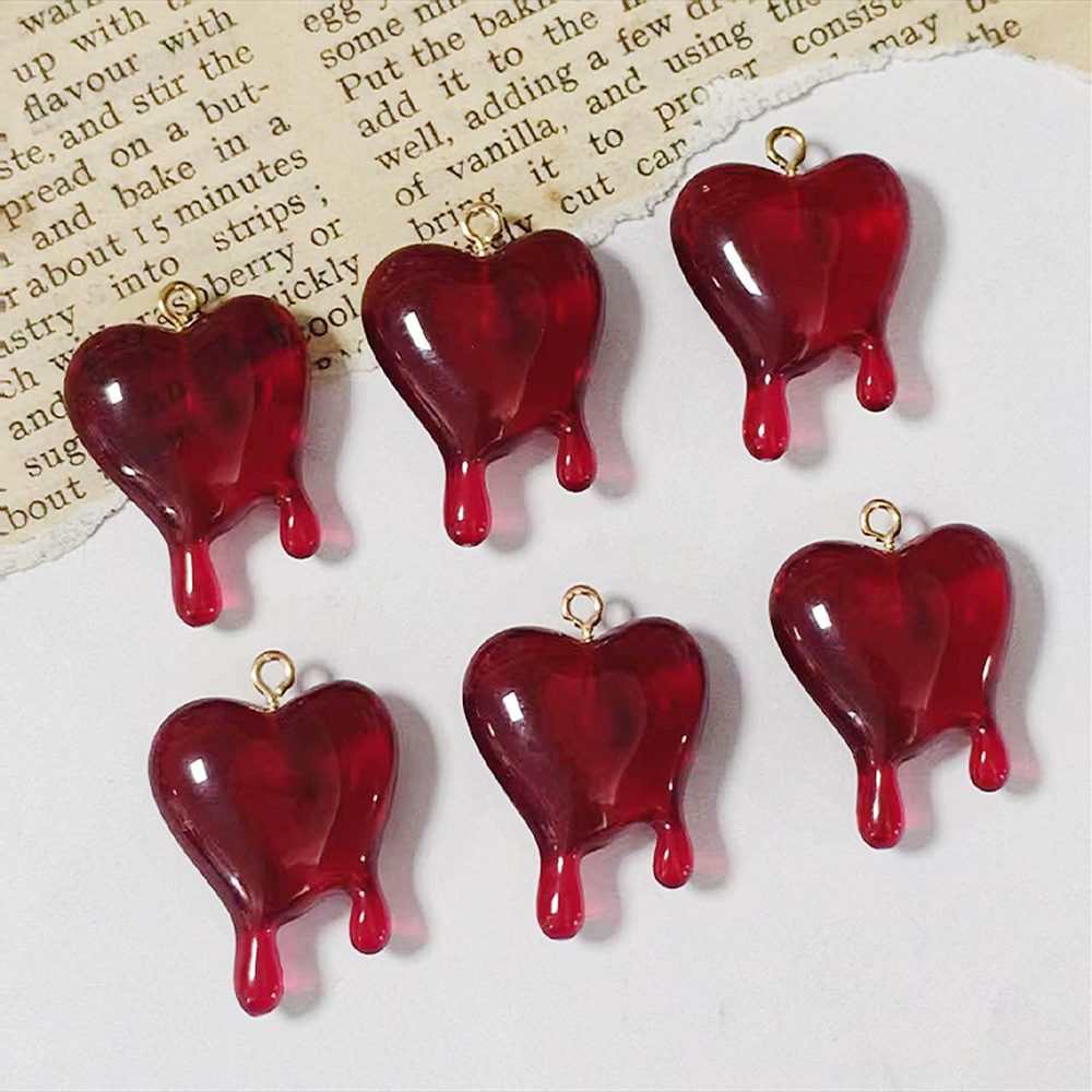 10pcs Drop Blood Heart-shaped  - Resin Art Keychain review and price