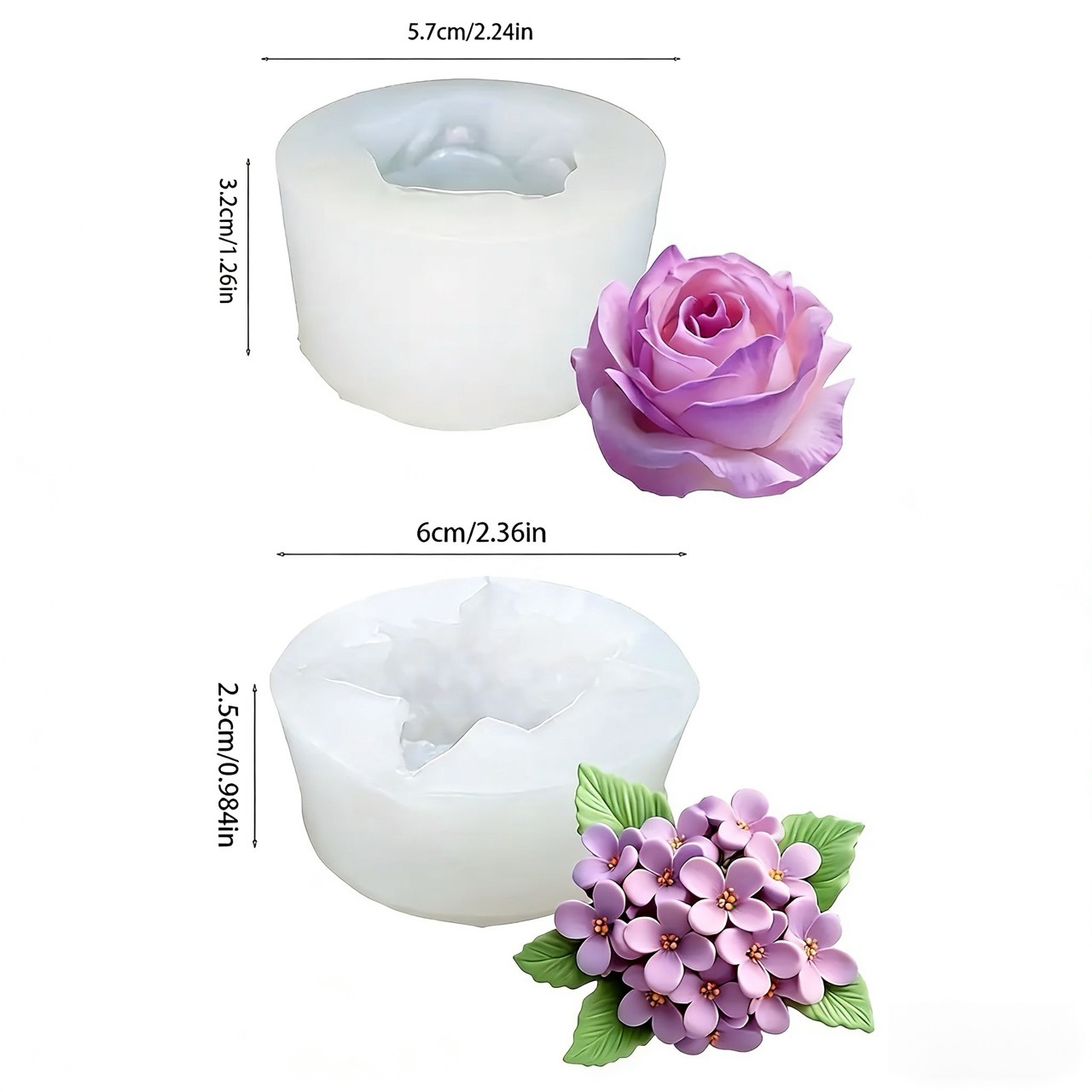 2-Piece 3D Rose and Lilac Sili - Resin Art All review and price