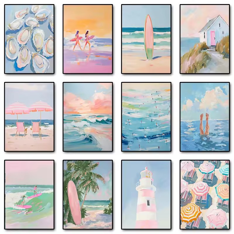 Pink Watercolor Ocean Waves Se - Resin Art Beach review and price